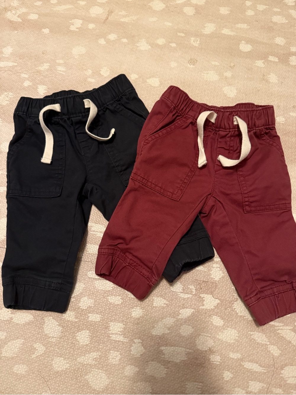 Baby Gap Elastic Waist Jogger Bottoms in Black and Burgundy